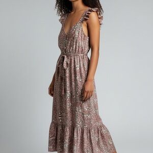 Cleobella Sophie Ditzy Floral ruffled Midi Dress size Small 100% organic cotton